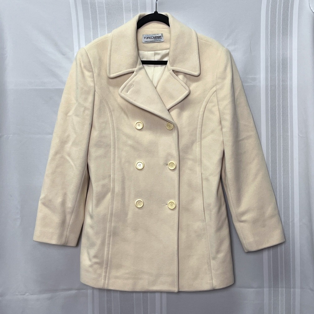 Forecaster Cream IvoLambswool Blend Double Breasted Pea Coat Womens 10